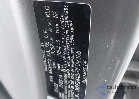 2023 Kia Forte Lxs z USA, uszkodzony, nr VIN 3KPF24ADXPE568108